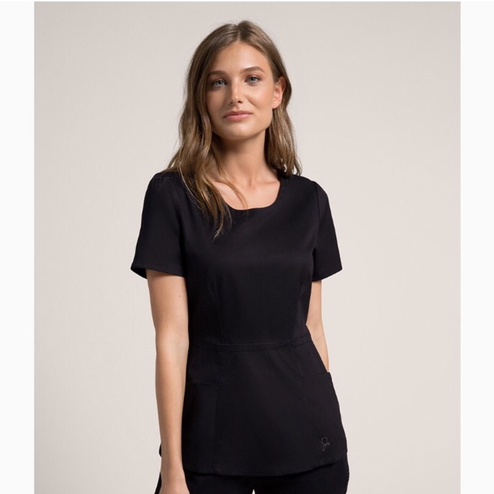 Jaanuu Peplum Scrub Top 🖤 Black Medium